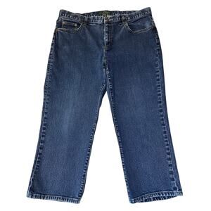 LRL Ralph Lauren Jeans Womens 18W Blue High Rise Capri Dark Wash Zip Fly Denim